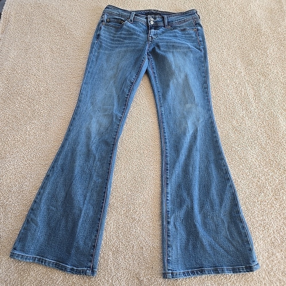 Aeropostale Low Rise Flare Denim Jeans Juniors Size 8 Festival Concert